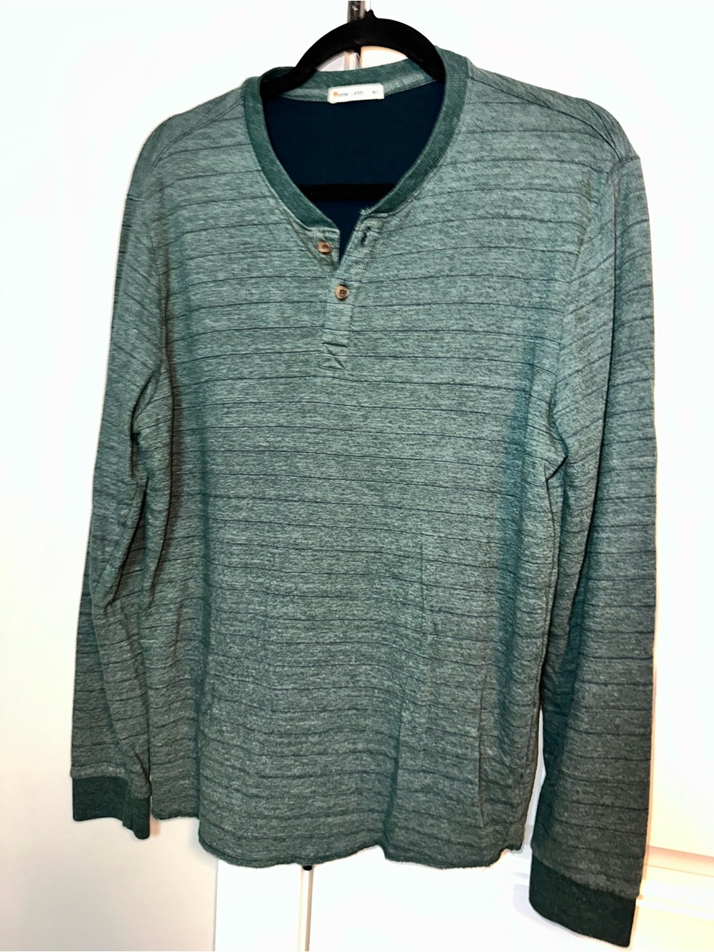 Marine Layer Men's Teal Henley Style Knit Top- Deep Teal